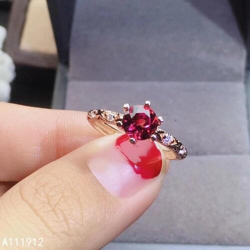 KJJEAXCMY fine jewelry natural garnet 925 sterling silver adjustable gemstone women ring support test elegant