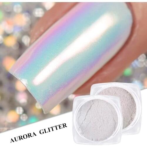 1 Box Aurora Glitter Powder Nail Art Shimmer Mirror Pearl Shell Chrome Pigment UV Gel Polish Rubbing Dust Accessories FBB01-07