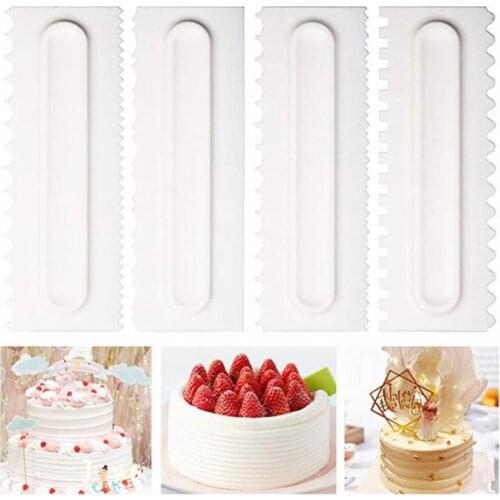 1PC Cake Decorating Comb Smoother Cake Scraper 3 Design Textures Baking Pastry Tools Fondant Spatulas Kitchen Baking Mold