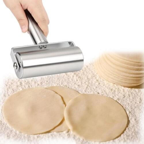 1pcs Stainless Steel Rolling Pin Pastries Roller Stick Cake Dough Roller Kitchen Baking Accessories Rolling Pin Portable