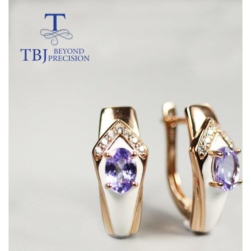 100% Natural Tanzanite gemstone earring enamel finish unique looking natural tanzania blue gemstone 925 sterling silver jewelry