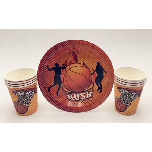 16pcs/set Cartoon Basketball Theme Disposable Birthday Party Decoration Tableware Set
