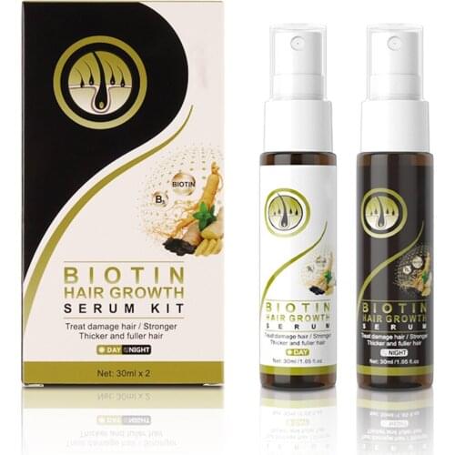 2pcs Thicker Longer Hair with Biotin Nourishing Natural Oil 30ml Hair Growth Serum for Stronger Hair Treat Damage Hair