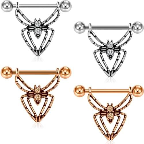 2 Titanium nipple piercing heart barbell 14g spider milk ring charming nipple ring for women body piercing jewelry