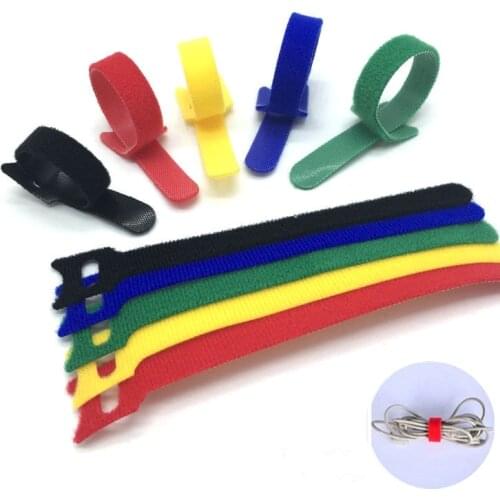 20Pcs Reusable Nylon Cable Ties Hook and Loop Cable Tie With Eyelet Hole Cable Management Wire Organizer Sticky Straps 12*150mm