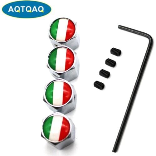 4Pcs/set Car Styling Zinc Alloy Anti-theft Italy National Flag Car Tire Valve Caps Wheel Tires Tire Stem Air Cap Airtight Cover