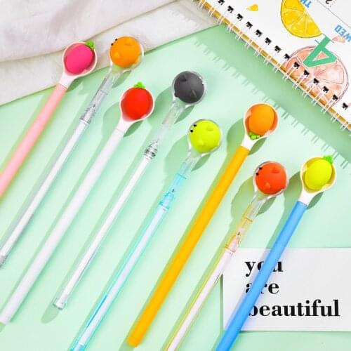 40 pcs/lot Creative Spoon Gel Pen Cartoon 0.5 mm black ink Signature Pen School Office writing Supplies Promotional Gift