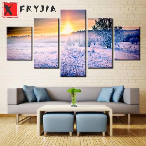 5pcs diy Diamond Painting Nature sunset ice and snow scenery Diamond Embroidery Full square round drilling 5d Diamond Mosaic kit