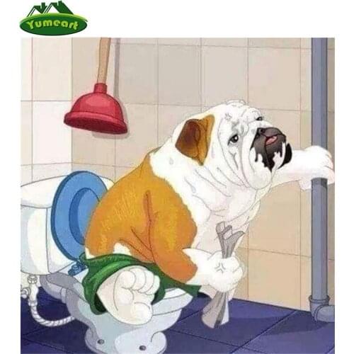 5D Diamond Painting Cross Stitch Toilet Dog DIY Diamond Embroidery Crystal Home Decor Handmade YHAll Treatments Paintings