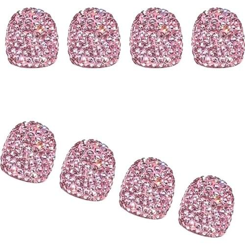 8x Car Rhinestone Tire Valve Cover Diamond Shining Air Caps Auto Accessories