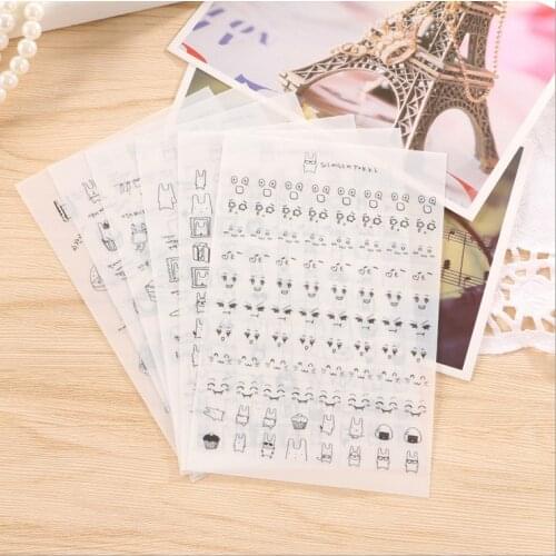 AAGU 6PCS/Lot Cute Black White Rabbit Scrapbooking Decorative Paper Sticker Stationery Stickers Bullet Journal Sticker Christmas