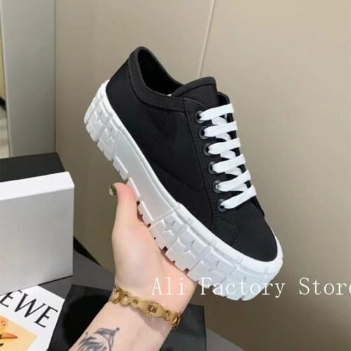 Spring and Autumn brand flat shoes women thick bottom 5cm high round head shoes cute casual lace-up shoes size 34-40