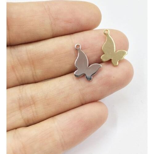 Eruifa 10pcs 10mm High Quality Brass Butterfly necklace,earring bracelet jewelry DIY handmade 2 colors Gold and silver