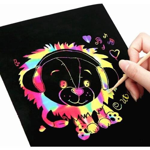 Scratch Painting Art Paper Non-toxic Creative Colorful Book Sticks Drawing for Children Kids Education Toy Scratch Graffiti Card