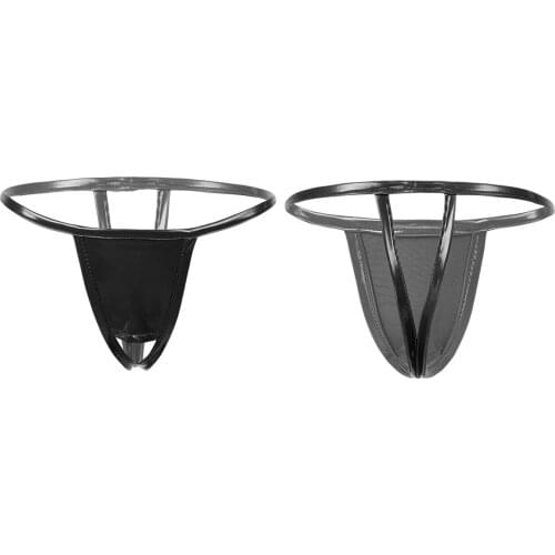 IEFiEL Womens Lingerie Shiny Leather G-string Thongs Crotchless Briefs Underwear Underpants T-back Open Butt Exotic Panties