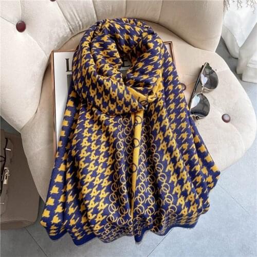 Plaid 2021 Thick Cashmere Scarf Women Print Pashmina Warm Blanket Shawl Luxury Female Winter Autumn Bufanda Wrap Echarpe Foulard