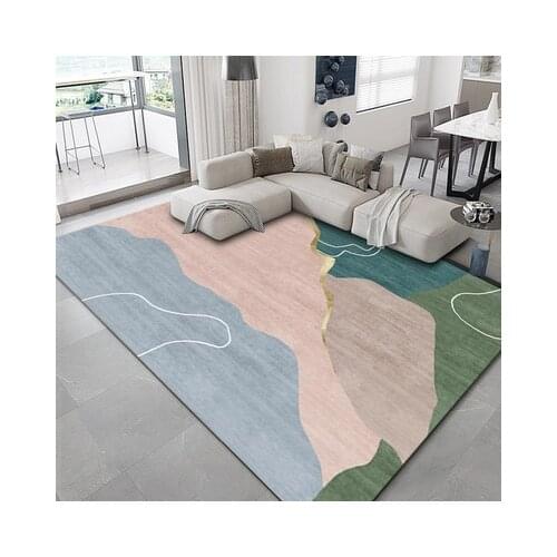 Nordic light luxury 3d landscape gold line pattern carpet home decoration carpet living room bedroom anti-slip mat can be custom
