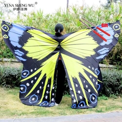 Belly Dance Isis Wings With Sticks Butterfly Rainbow Colorful Wing Adult Women Belly Dancing Accessory Girl Costumes Bellydance