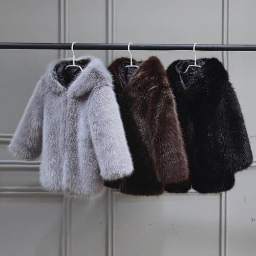 Baby Boys and Girls Winter 2021 New Fashion Thick Solid Faux Fur Jacket Coats Childrens Clothing Hooded Zipper Outerwears C08
