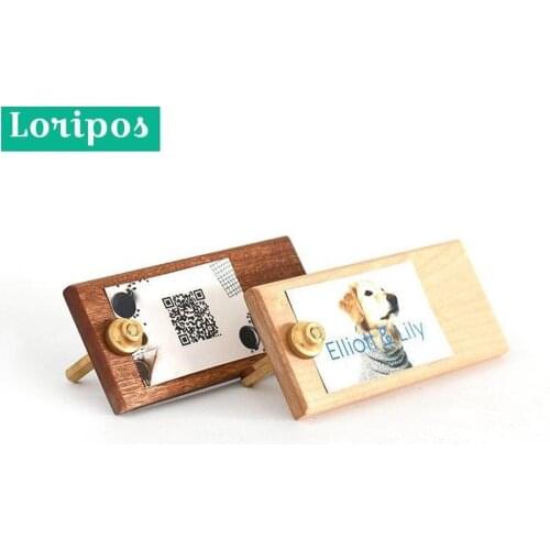 Brass Solid Wood Price Tag Display Table Postercard Clip Memo Holder Desk Name Card Clip Ins Label Holder Board Wood Photo Stand