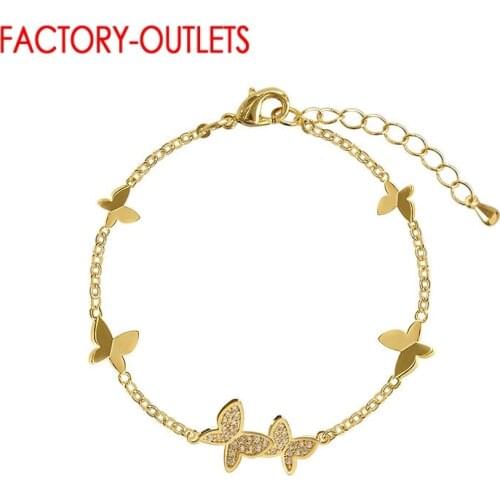Lucky Design 925 Sterling Silver Butterfly Pattern Dazzling Crystal Chain Bracelets For Women Girls Fashion Jewelry Gift