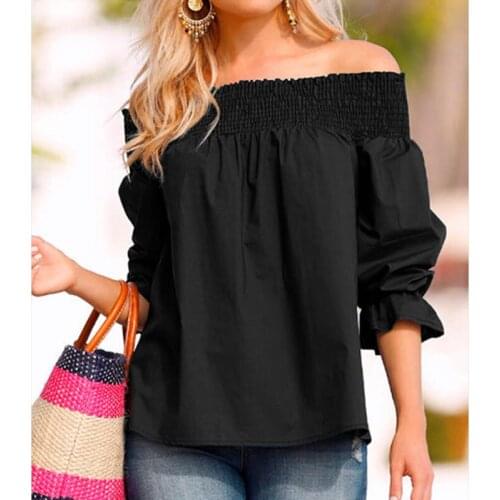 Tops back Bow Female Chiffon Blouse Elegant Ladies Blouse Shirt Women Casual Loose Shirt Half Sleeve Slash Neck Party Shirt