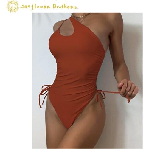 2021 Swimsuit New Irregular One Shoulder Sexy Wearable Elastic Jumpsuit Swimsuit Women New Sexy One Piece Swimsuit Women