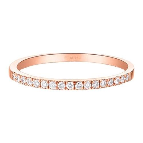 New 18K Rose Gold Ring AU750 Gold Zircon Ring Band Fashion Ring