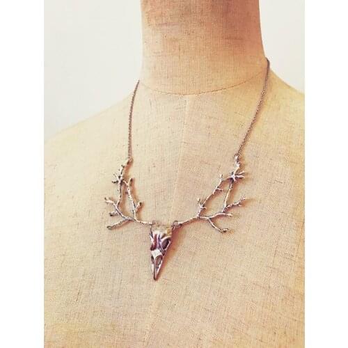 New Bird Skull Statement Necklace Branch Crow Creativity Punk Witch Jewelry Gothic Gifts Choker Women Nature Fashion Pendanls