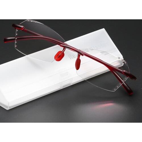 JackJad Anti Blue Light Blocking Rimless Red TR90 Reading Glasses Women Crystal Presbyopic Eyewear Frame Diopters +1.0 2.0 3.0