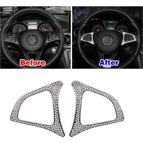 For Mercedes Benz GLC 2015-2019 Steering Wheel Button Switch Refit Artificial Crystal Diamond Decal Trim
