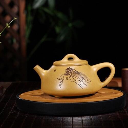 Sand Pot Yunhai Handmade Teapot Making Gold Section Mud-carved Stone Pot Yixing Famous Purple Sand Pot
