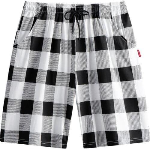 Mens Casual Plaid Sleep Bottoms Summer New Cotton Pajamas Pant Loose Sports Home Shorts Male Sleeping Loose Trousers Sleepwear