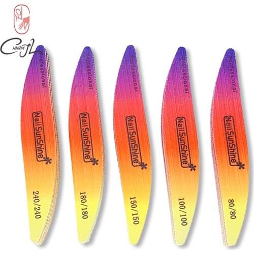 CHNRMJL 5Pcs/Pack Rainbow Professional 80 100 150 180 240 Nail Files Replaceable Sandpaper File Blocks Nails Art Manicure Tools
