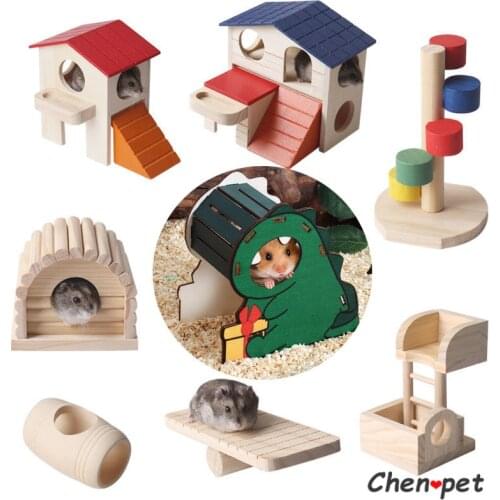 DIY Hamster Wood Shed House Small Pet Supplies Chinchillas Toy Hamster Accessories Colorful Small Animal Products