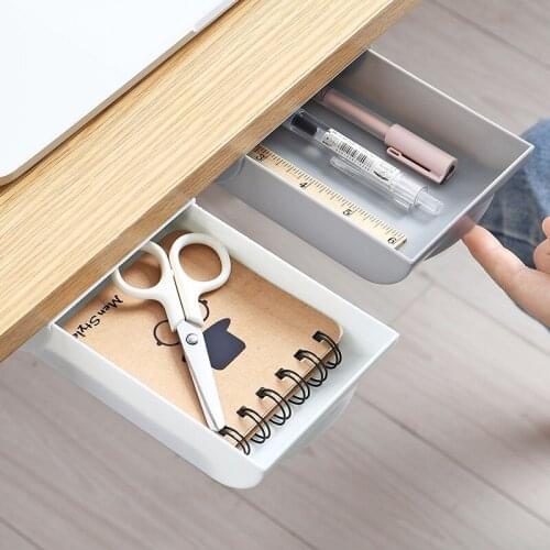 Stackable Drawer Storage Box Self-Adhesive Pencil Tray Stand For Stationery Sundries Storage Drawers Home Office Organizer Box