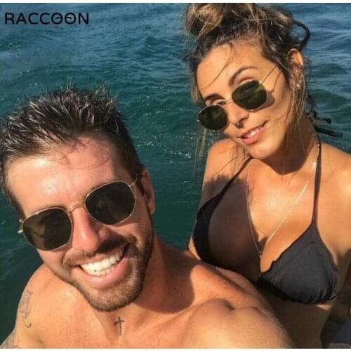 Hexagon Luxury Unisex Sunglasses Brand Design Sunglases Women Men Metal Frame Driving Marine Fishing Beach Tourism Chic Glasses