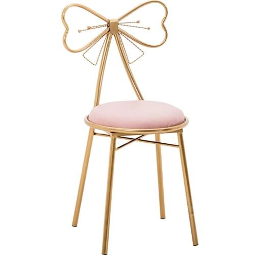 Modern Bow-knot Golden Bar Stool Iron Bar Chair Beauty Salon Furniture Nordic Princess Bow Modern Barstool