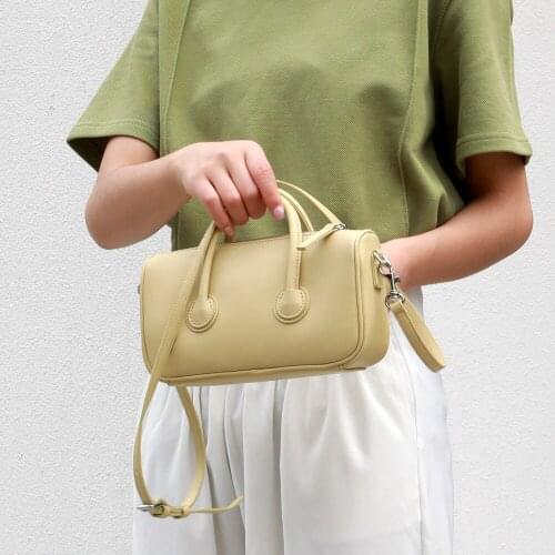 OUSSON New Design Small Square Leather Tote Handbag Exquisite Female Retro Baguette Bag One Shoulder Crossbody Bag