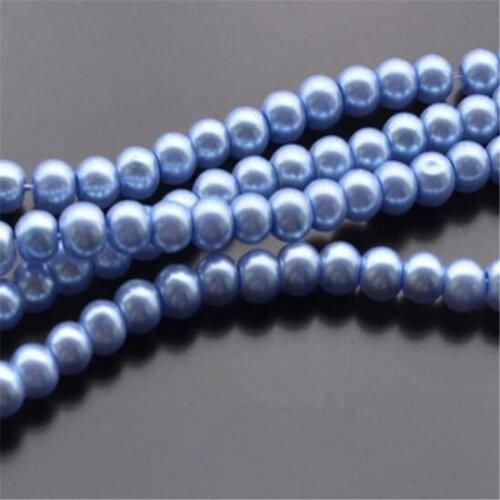Loose 3mm-10mm Sky Blue Color Fake Pearl DIY Hand Craft Round Glass Imitation Pearl Beads Clothing&Garment Nail Art Decoration