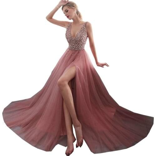 Sexy Crystal Image by TUL of Graduation Evening dress Formal dress Elegant for the floor In Long Night Party