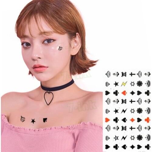 Temporary Tattoo Sticker Playing card suit lightning Crown Body Art Flash Tattoo Water Transfer fake tattoo for women men