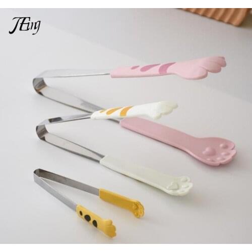 Japanese Cat Paw Shape Food Tongs Cute Cartoon Meal Tongs Stainless Steel Barbecue Tongs Kitchen Gadgets Kitchen Accessories