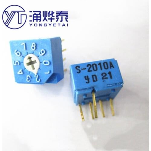 YYT 5PCS S-2010A 4:1 coding switch 0-9 10-bit rotary dial code switch in-line