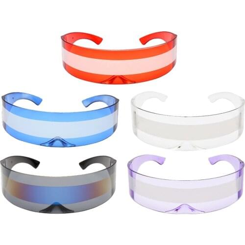 Funny Futuristic Mirrored Lens Sunglasses Narrow Shield Visor Eyewear Party Fancy Dress Costume Props