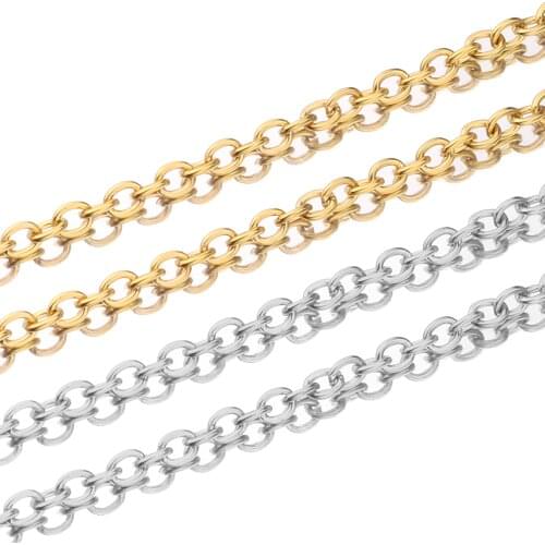 1m Stainless Steel Gold Link Chain Necklace Bulk Cable 4.5mm Width for Jewelry Making Findings DIY Supplies Wholesale Lots Bulk