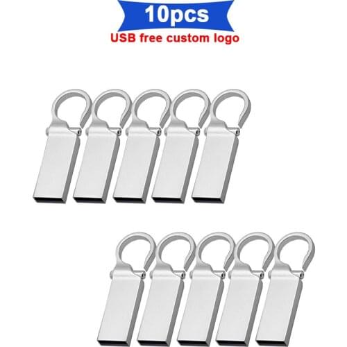 10pcs/lot free logo pen drive 128GB flash usb memory 8GB metal pendrive 16GB 32GB usb flash drives 64GB cle usb stick pen gift