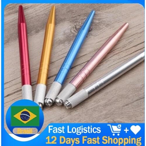 10pcs Semi Permanent Makeup Microblading Needle Pen Embroidery Tattoo Handmake Pen Eyebrow Lips Tattoo Pen For Flex Round Blades