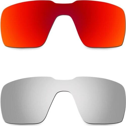 HKUCO For Probation Sunglasses Replacement Polarized Lenses 2 Pairs - Red & Silver