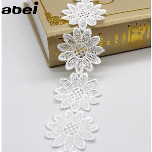 2yards/lot Water Soluble Flower Patches Embroidery Lace Trims DIY Handmade Patchwork Wedding Craft Scrapbooking Decoration